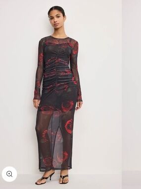 Mesh Ruched Maxi Dress NEW